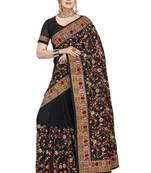 Black embroidered georgette saree with blouse