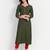 4u Fashion Green cotton viscose self design straight kurta