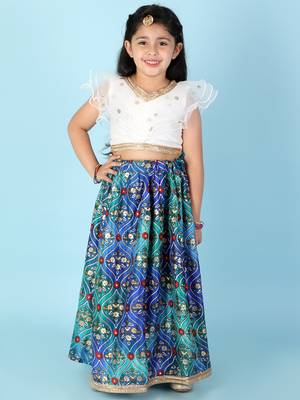KID1 Kiara Sequins top with floral Lehenga 1