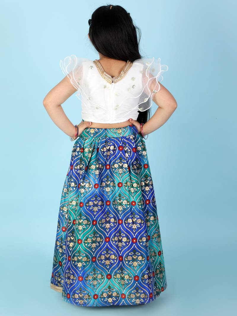 KID1 Kiara Sequins top with floral Lehenga
