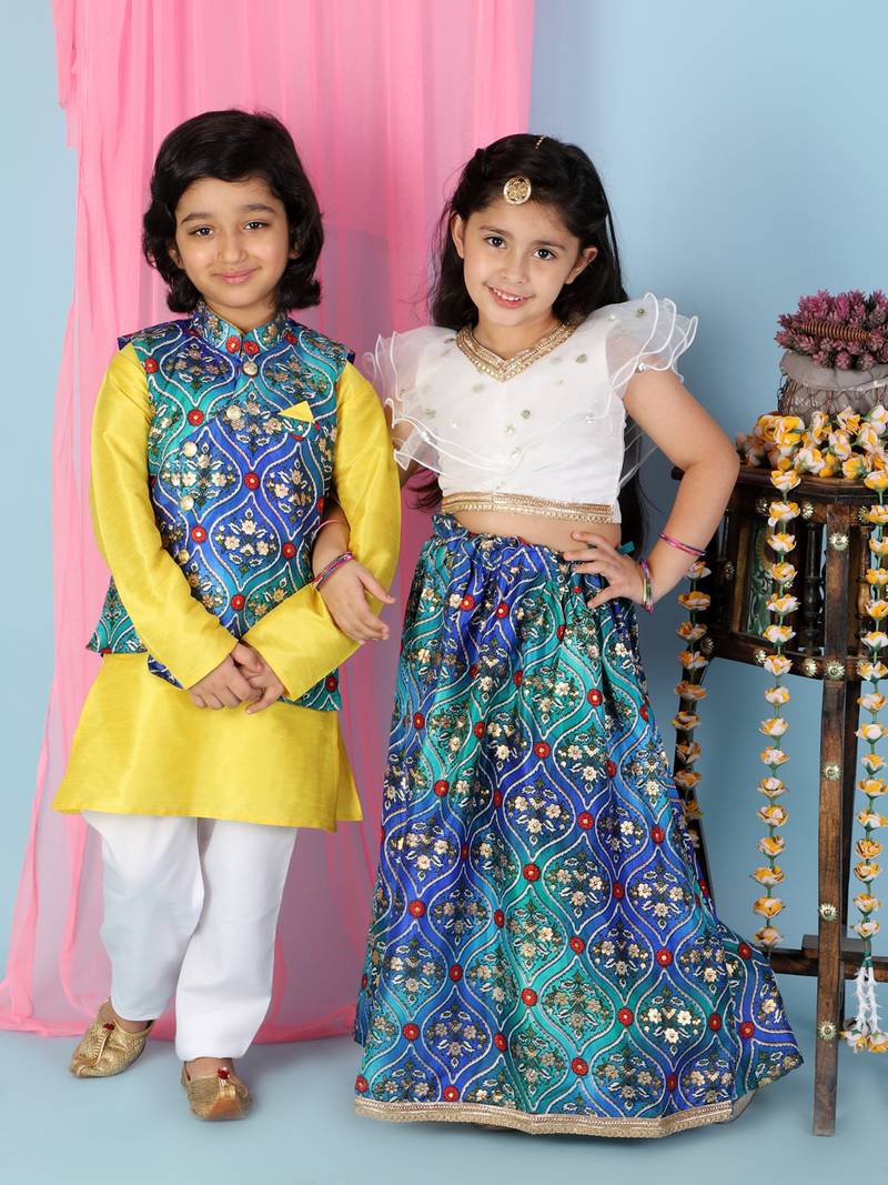KID1 Kiara Sequins top with floral Lehenga