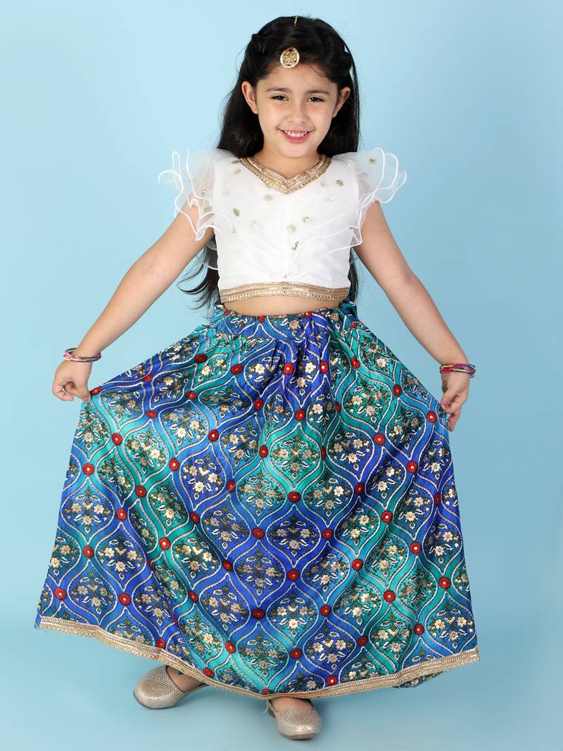 KID1 Kiara Sequins top with floral Lehenga