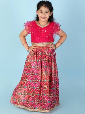 KID1 Kiara Sequins top with floral Lehenga 1