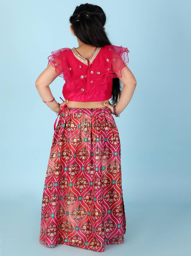 KID1 Kiara Sequins top with floral Lehenga