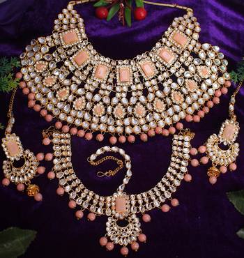 Beige cubic zirconia necklace-sets 3