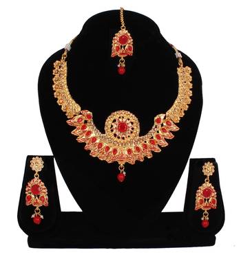 Red cubic zirconia necklace-sets 1