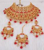 Red cubic zirconia necklace-sets
