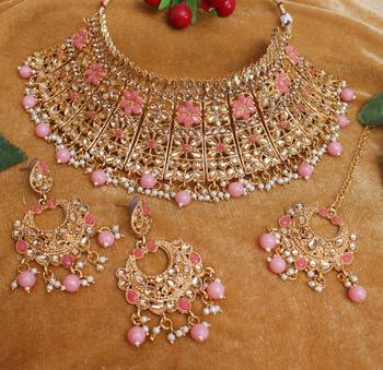 Pink cubic zirconia necklace-sets 2