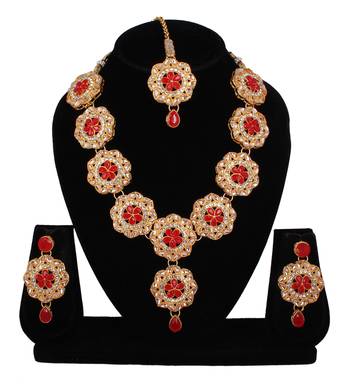 Red cubic zirconia necklace-sets 1