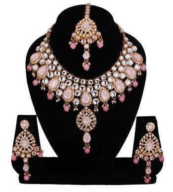 Pink cubic zirconia necklace-sets 2