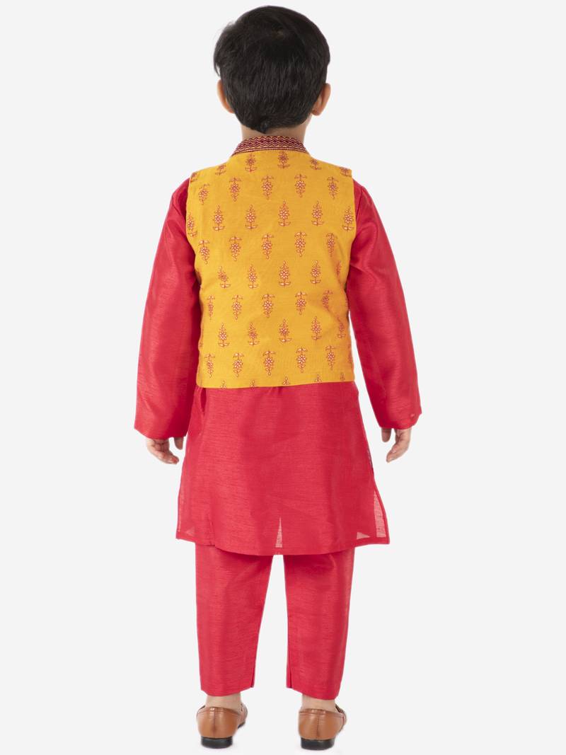 KID1 SEQUIN EMBROIDERED JACKET WITH KURTA PAJAMA