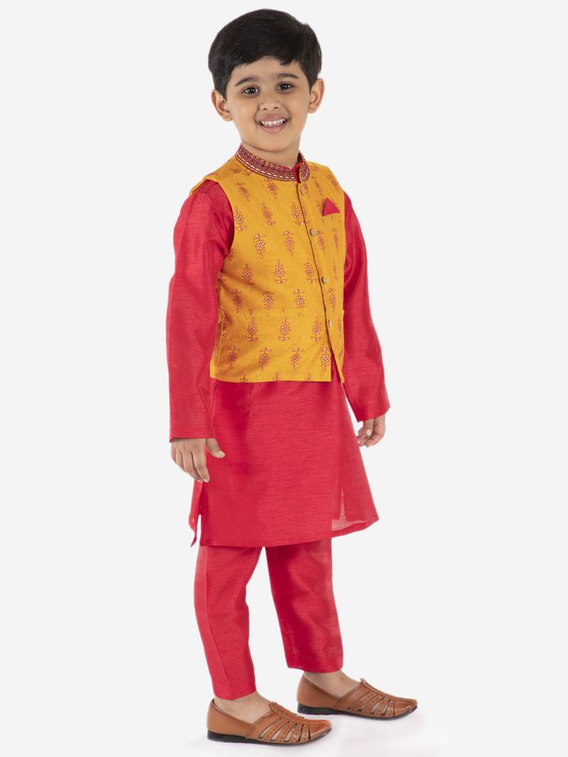 KID1 SEQUIN EMBROIDERED JACKET WITH KURTA PAJAMA