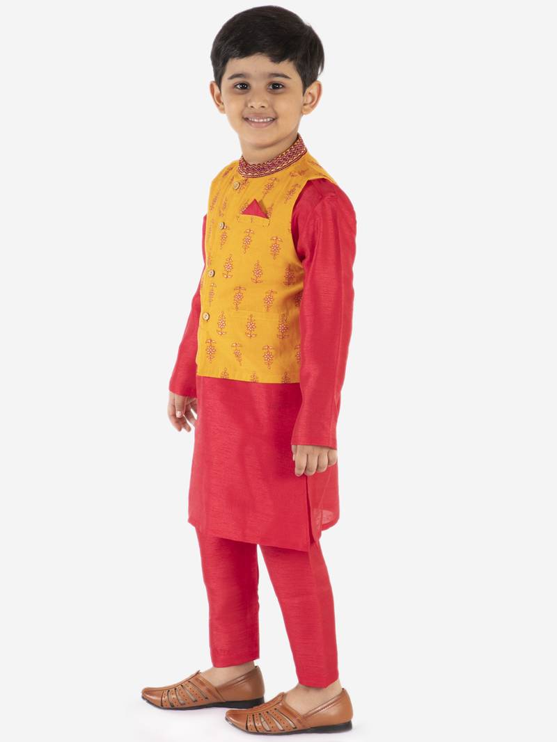 KID1 SEQUIN EMBROIDERED JACKET WITH KURTA PAJAMA