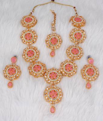 Pink cubic zirconia necklace-sets 2