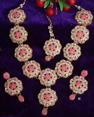 Pink cubic zirconia necklace-sets 3