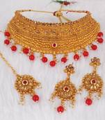 Maroon cubic zirconia necklace-sets