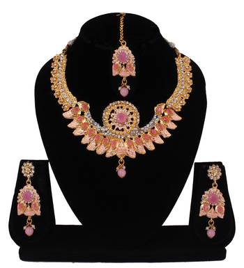 Pink cubic zirconia necklace-sets 1