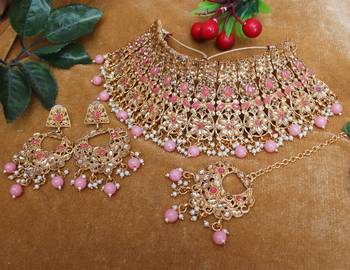 Pink cubic zirconia necklace-sets 2