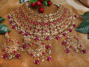 Pink cubic zirconia necklace-sets 2