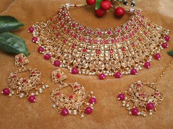 Pink cubic zirconia necklace-sets 2