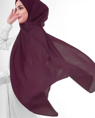 Brown plain georgette hijab 3