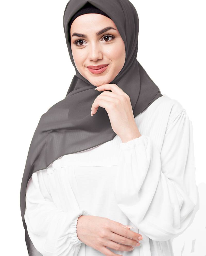 Grey plain georgette hijab
