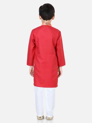 Printed Attached Jacket Cotton Kurta Pajama - Peach 3