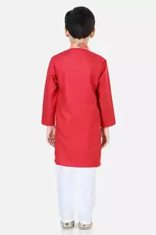 Printed Attached Jacket Cotton Kurta Pajama - Peach