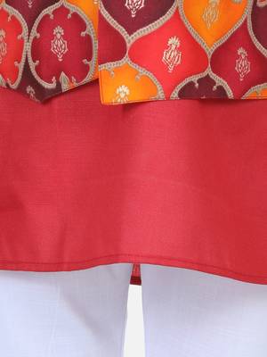 Attached Jacket Kurta Pajama - Red 4