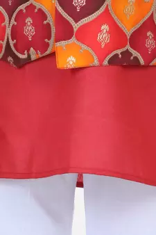 Attached Jacket Kurta Pajama - Red