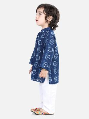 Cotton Full Sleeve Kurta Pajama - Blue 2