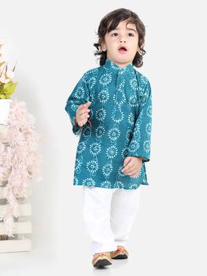 Cotton Full Sleeve Kurta Pajama - Indigo 1