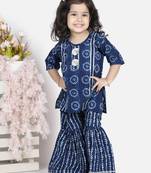 Blue printed cotton boys-kurta-pyjama