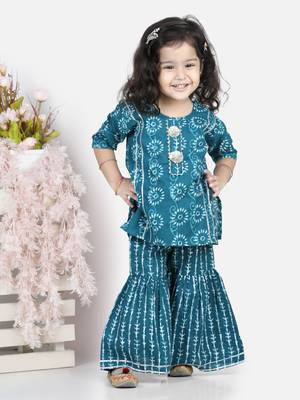 Blue printed cotton boys-kurta-pyjama 1