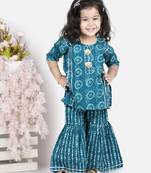 Blue printed cotton boys-kurta-pyjama