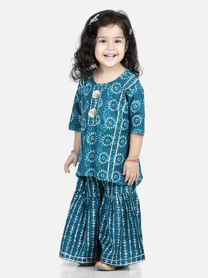Blue printed cotton boys-kurta-pyjama 2