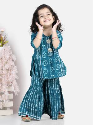 Blue printed cotton boys-kurta-pyjama 5