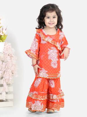 Cotton Kurti with Sharara - Orange 1