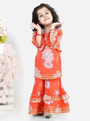 Cotton Kurti with Sharara - Orange 5