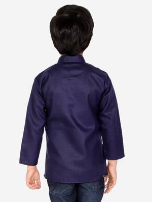 Cotton Full Sleeve Short Kurta for Boys- Blue  2