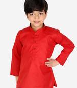 Cotton Full Sleeve Short Kurta for Boys- Red 