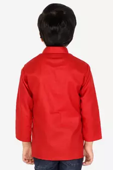 Cotton Full Sleeve Short Kurta for Boys- Red 