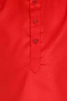 Cotton Full Sleeve Short Kurta for Boys- Red 
