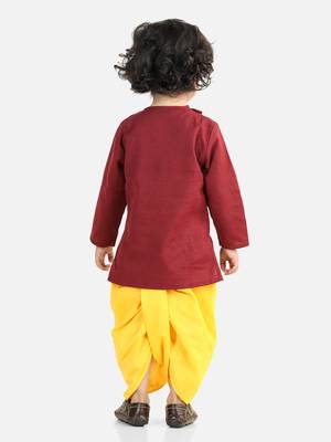 Full Sleeve Cotton Dhoti Kurta - Maroon 3