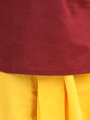 Full Sleeve Cotton Dhoti Kurta - Maroon 5