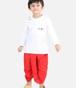 Full Sleeve Cotton Dhoti Kurta - White