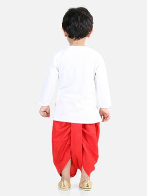 Full Sleeve Cotton Dhoti Kurta - White 3