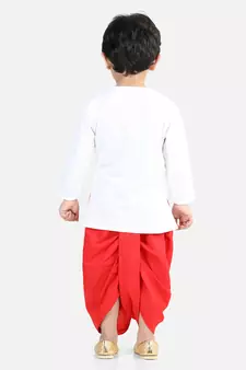 Full Sleeve Cotton Dhoti Kurta - White
