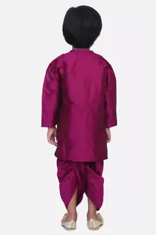 Attached Jacket Bandhani Dhoti Kurta- Purple