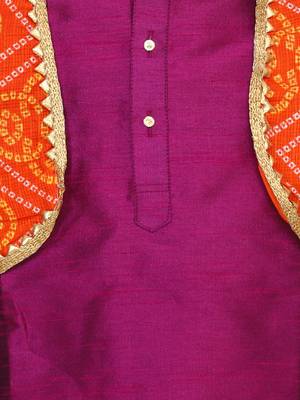 Attached Jacket Bandhani Dhoti Kurta- Purple 4